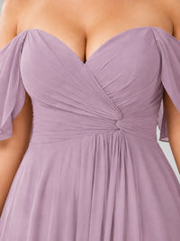 Off Shoulder Chiffon Bridesmaid Dress with Slit