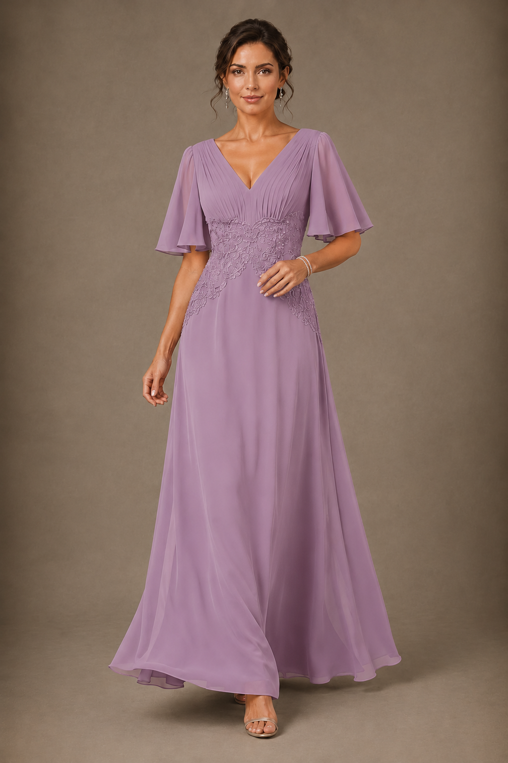A-Line Chiffon Mother of the Bride Dress with Applique