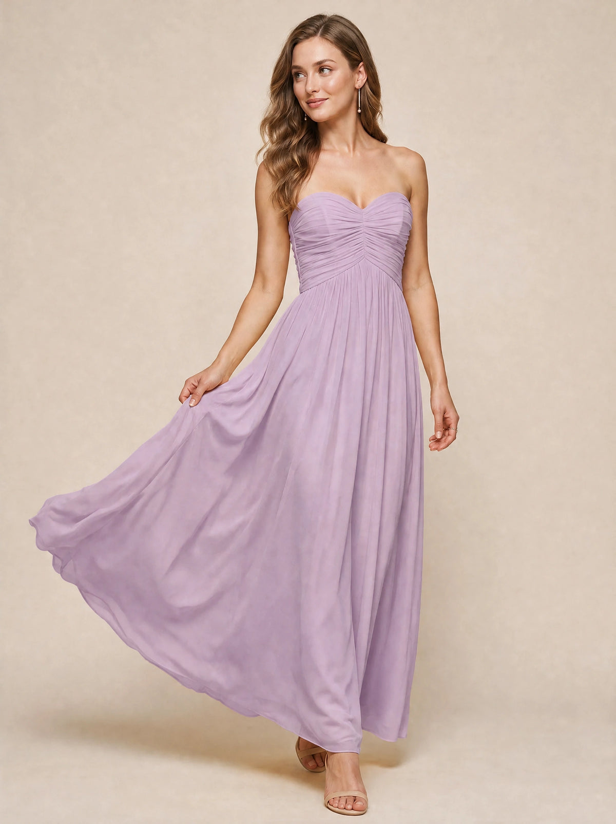 Strapless Pleated Chiffon A-Line Bridesmaid Dress