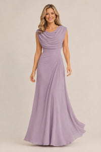 Cowl Neck Ruched Chiffon Mother of the Bride Dress