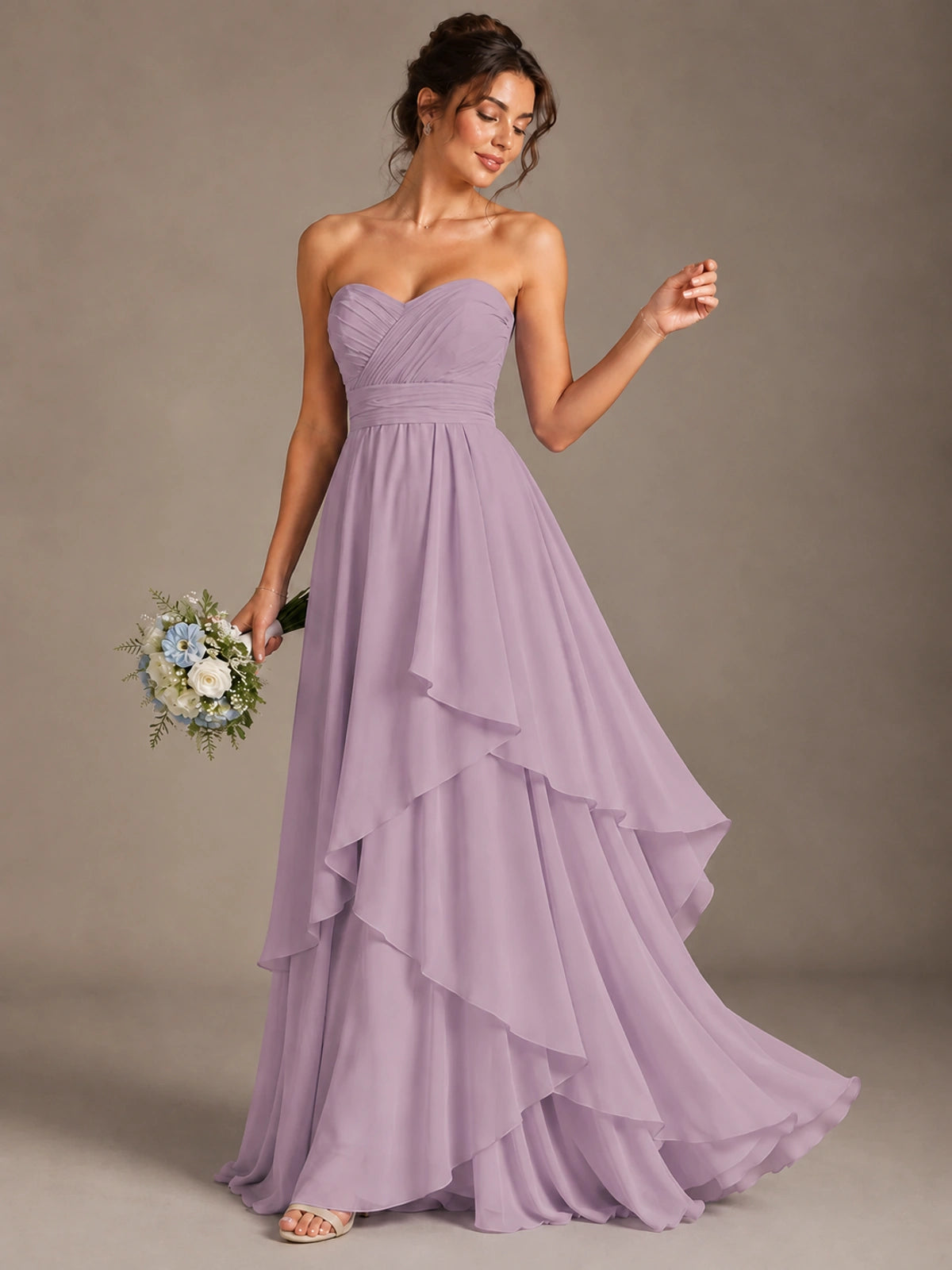 Strapless Ruffle A-Line Maxi Dress