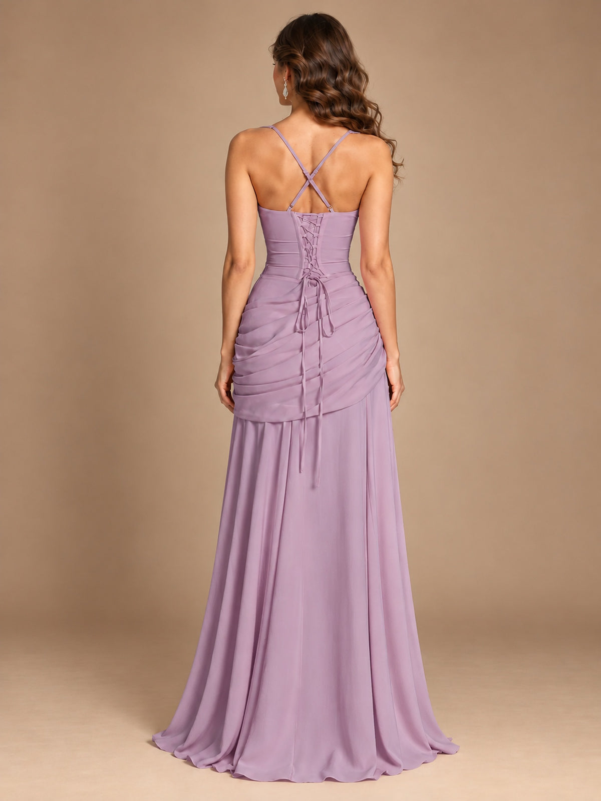 Butter Yellow Square Neck Ruched A-Line Prom Dress