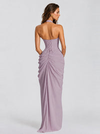 Ruched Halter Neck High-Slit Prom & Evening Dress