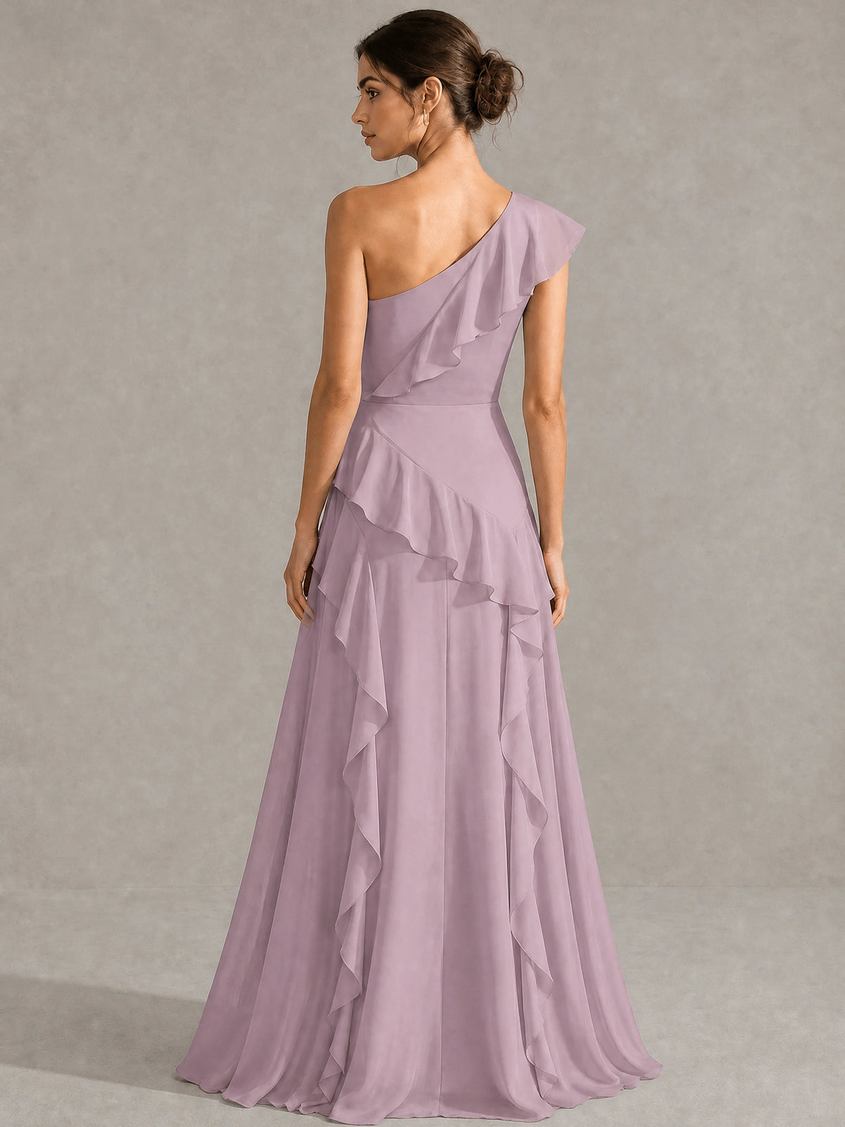 Sage Green One Shoulder Ruffle Bridesmaid Dress