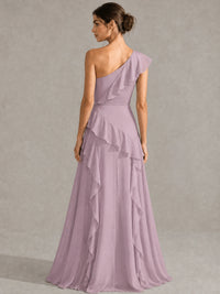 Sage Green One Shoulder Ruffle Bridesmaid Dress