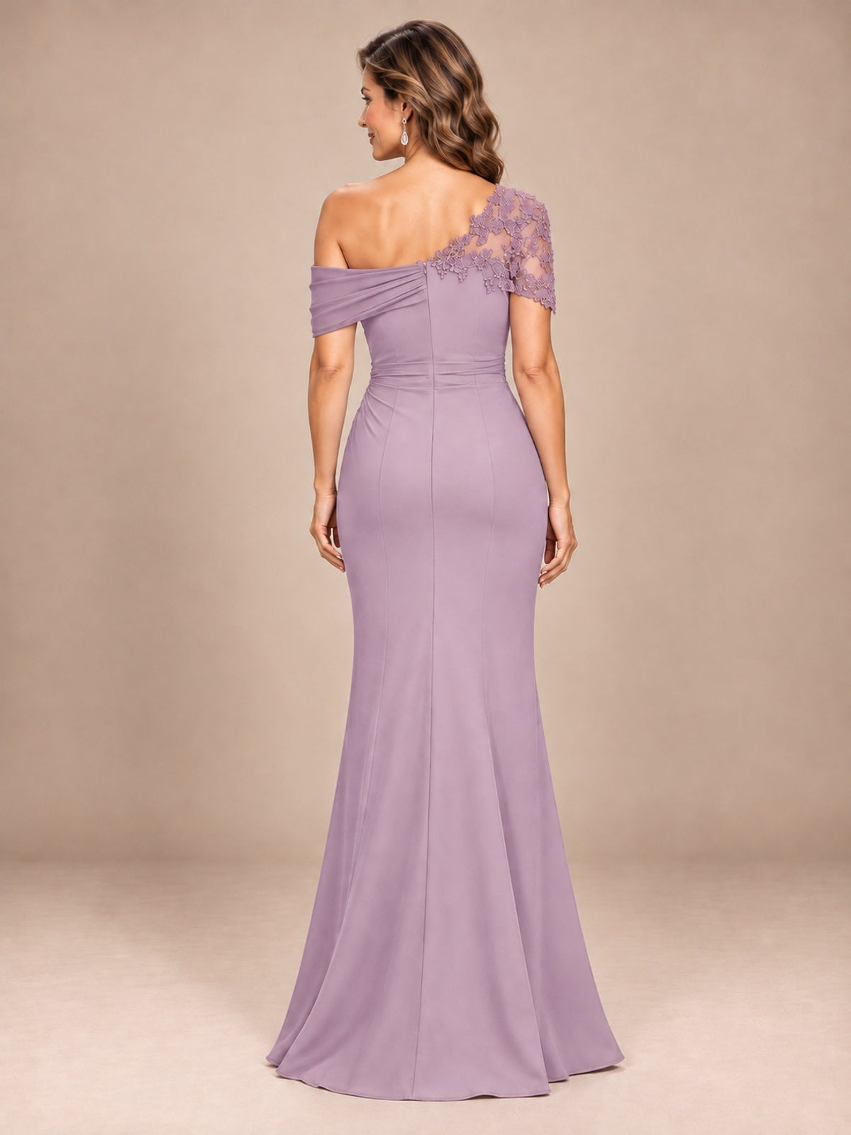 One Shoulder Chiffon Mother of The Bride Dress