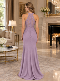 Halter Neckline Lace Appliques Mother of The Bride Dresses
