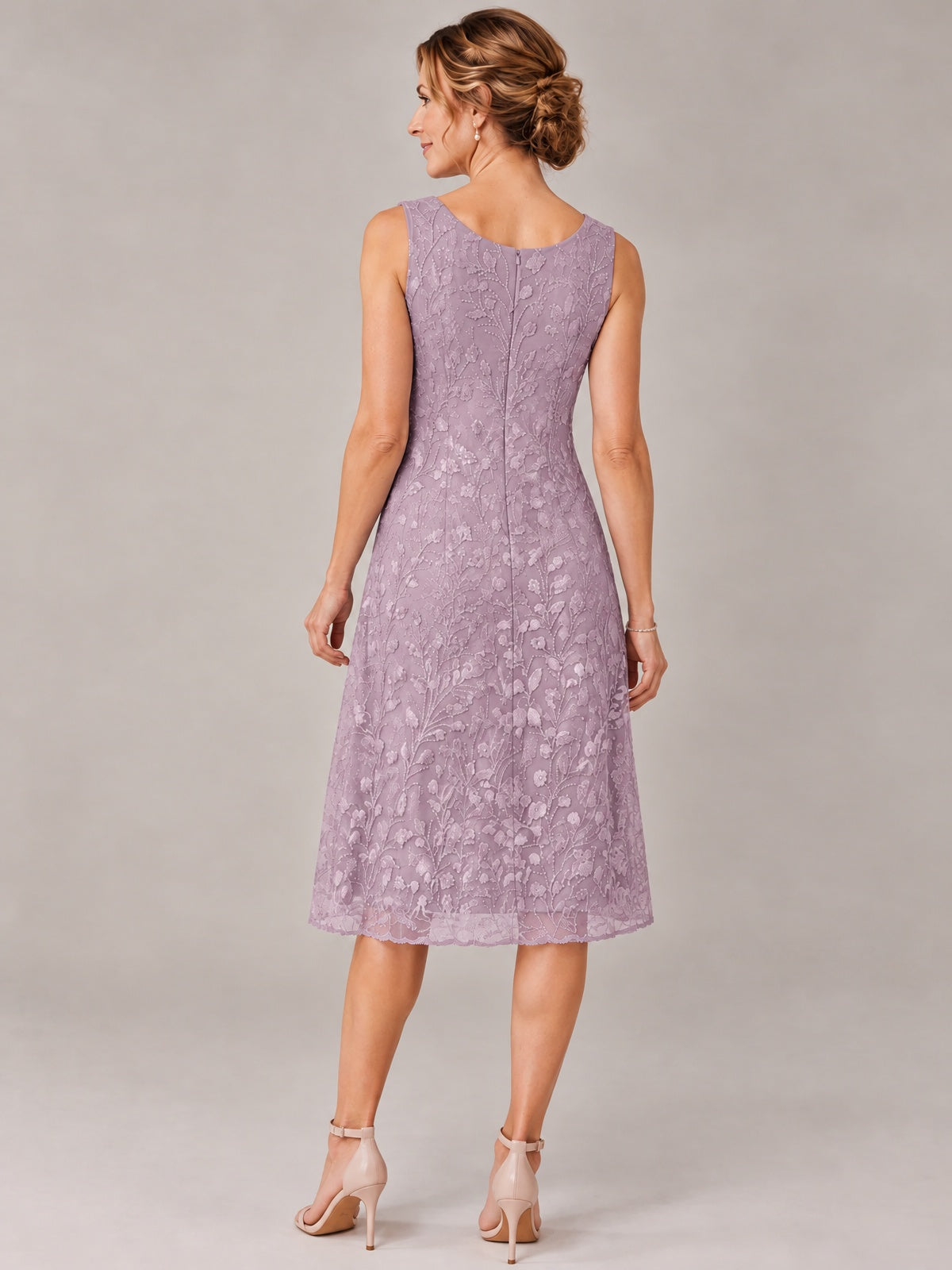 Tea Length Sequin Lace Mother of The Bride Dress with Chiffon Jacket