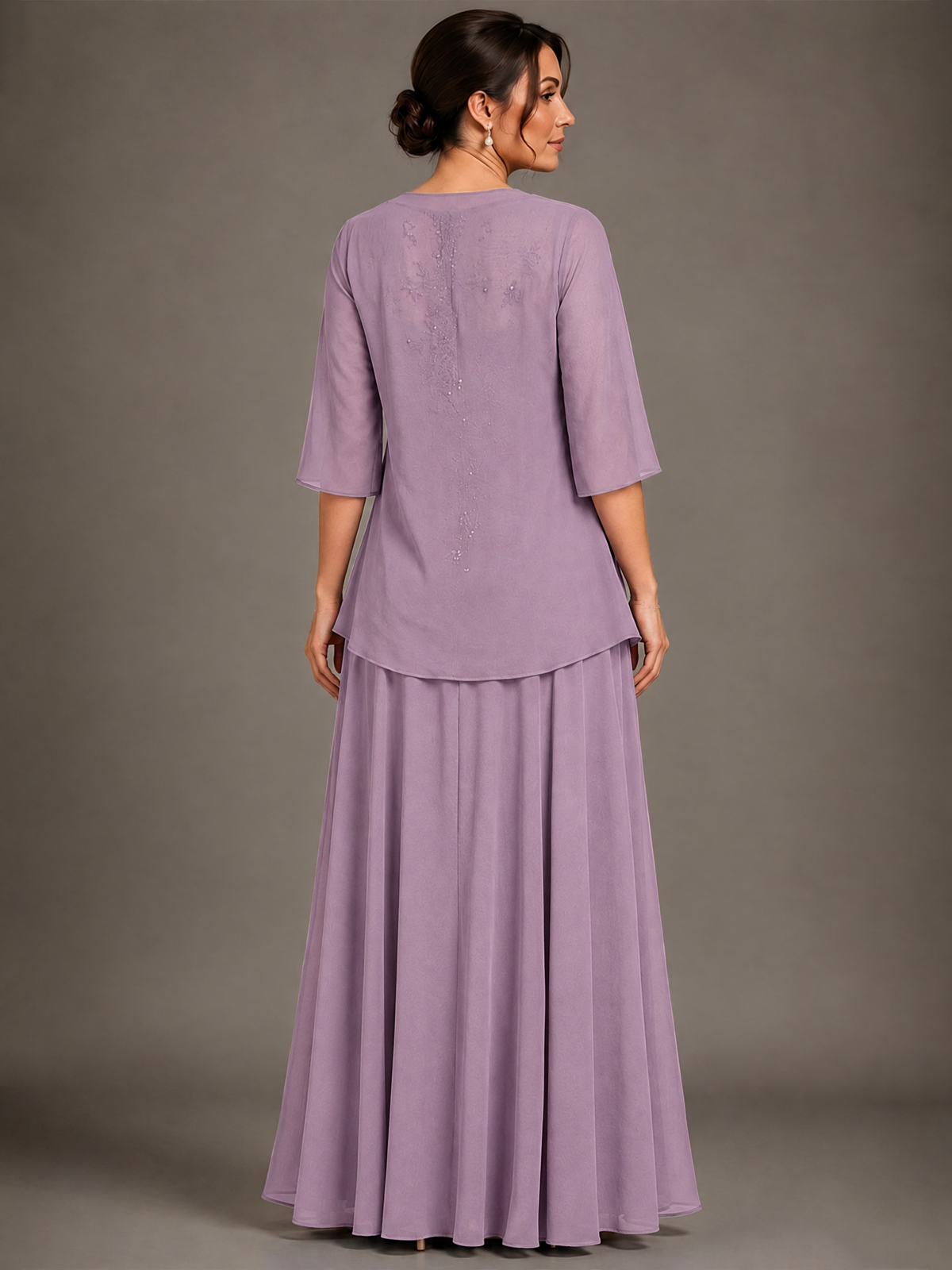 A-line 2 Pieces Chiffon Appliques Mother of The Bride Dresses with Jackets