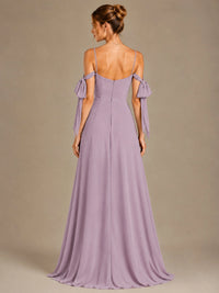 A-Line Ruffles Chiffon Bridesmaid Dress with Slit