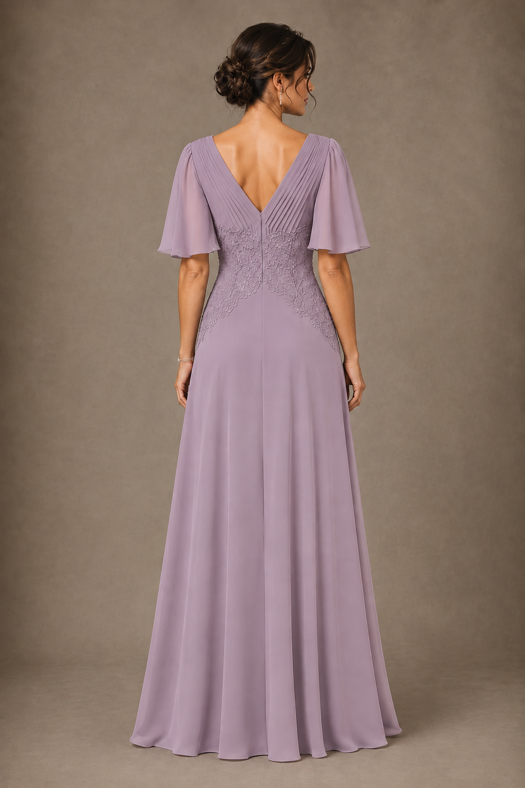 A-Line Chiffon Mother of the Bride Dress with Applique