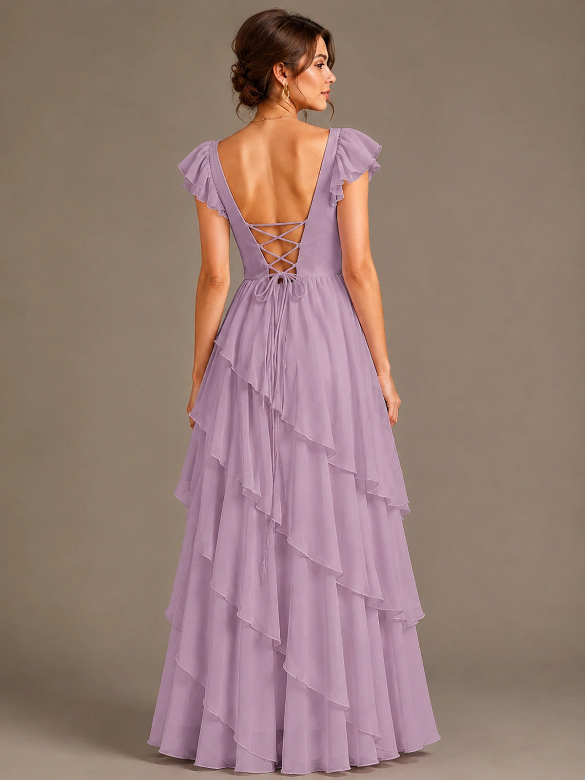 Ruffle Tiered V Neck Maxi Dress