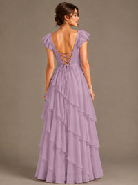 Ruffle Tiered V Neck Maxi Dress