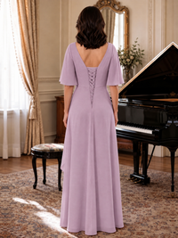 V-Neck Chiffon Lace Mother of the Bride Dresses
