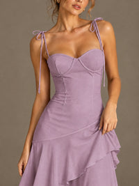 Spaghetti Strap Tiered Ruffles Chiffon Prom Dress