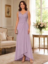 Elegant Chiffon Mother of the Bride Dress with Lace Applique and Cape Sleeves