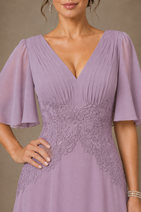 A-Line Chiffon Mother of the Bride Dress with Applique