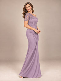 One Shoulder Chiffon Mother of The Bride Dress