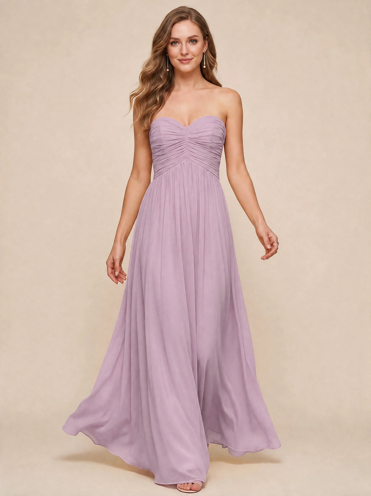 Strapless Pleated Chiffon A-Line Bridesmaid Dress