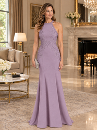 Halter Neckline Lace Appliques Mother of The Bride Dresses
