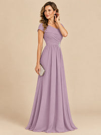 Cap Sleeve Mother of The Bride Dresses Long Chiffon Formal Gowns