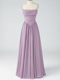 Spaghetti Strap Ruched Chiffon Maxi Dress with Backless