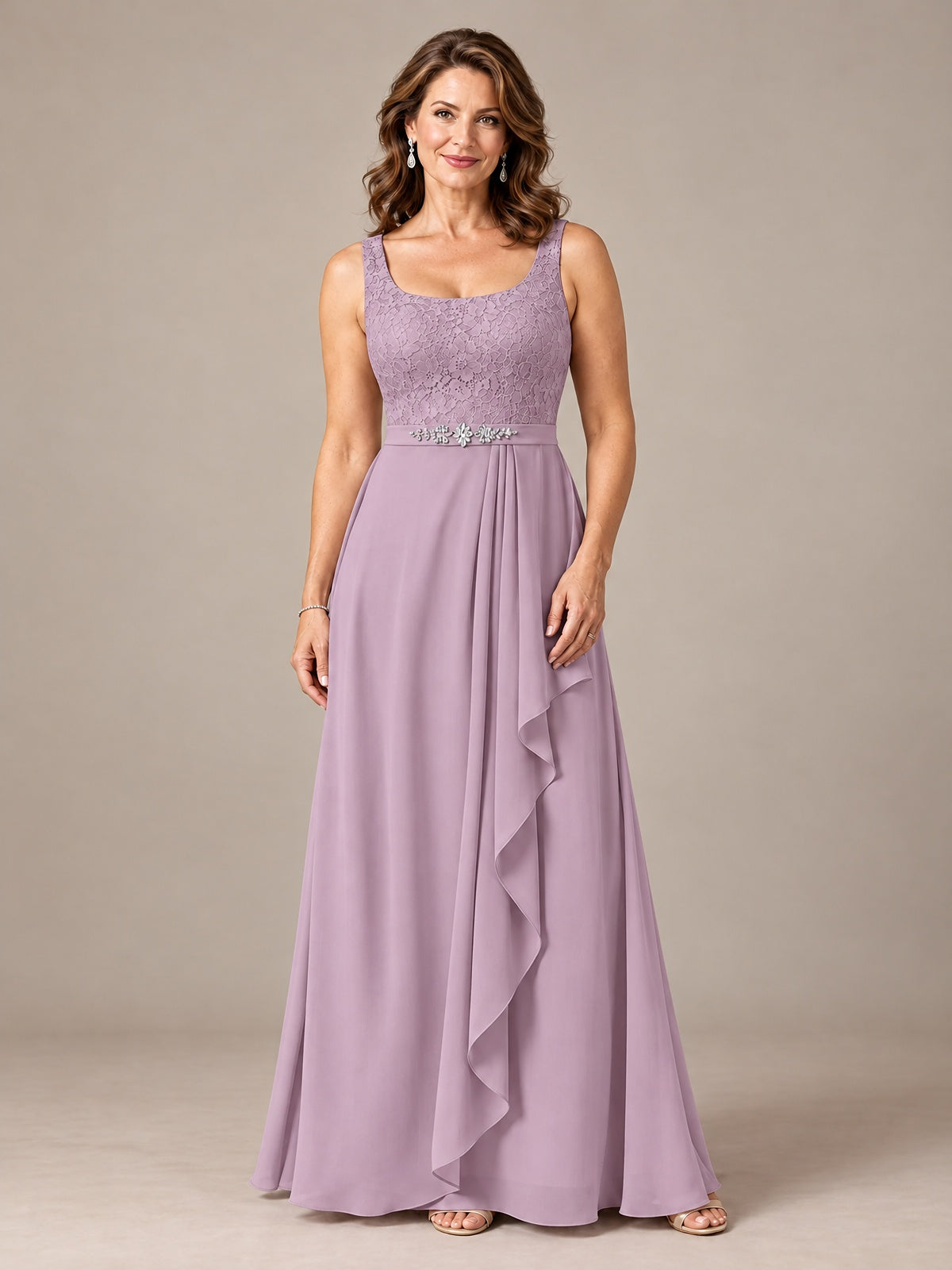 Blush Pink A-Line Mother of the Bride Dress with Lace Jacket and Ruffles