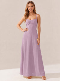 JOVELLEE Yellow Sweetheart Ruched Bust Chiffon Maxi Dress
