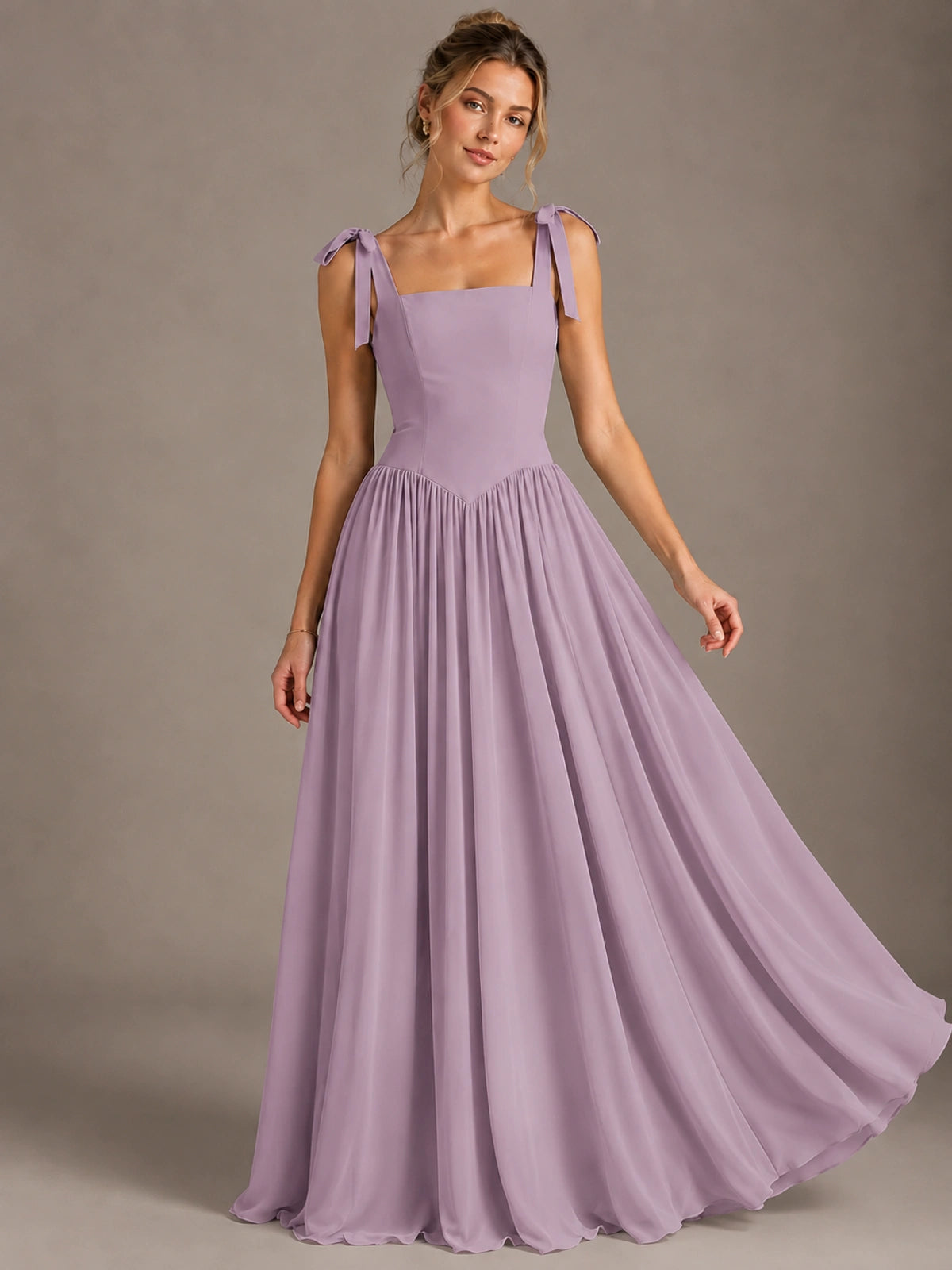 Square Neck A-Line Maxi Dress