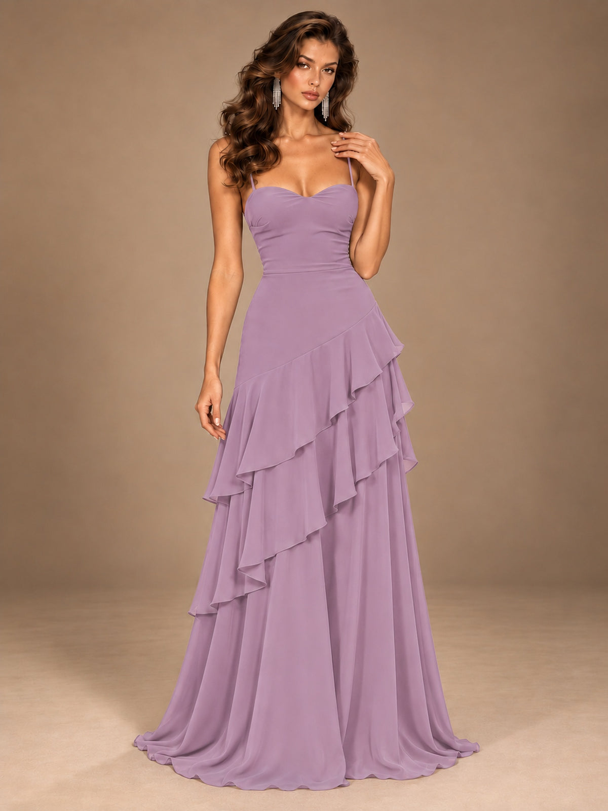 Sweetheart A-Line Ruffle Prom Dress with Spaghetti Straps