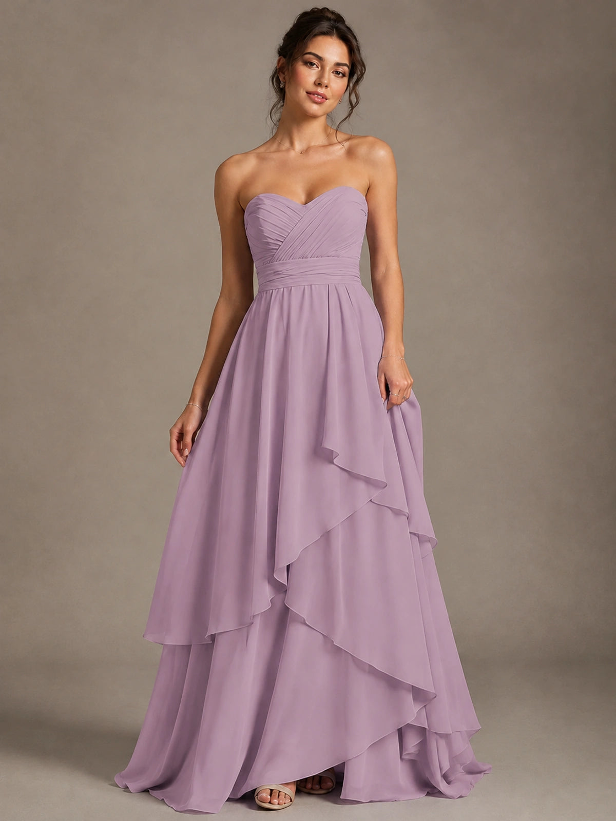 Strapless Ruffle A-Line Maxi Dress