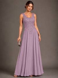 A-line 2 Pieces Chiffon Appliques Mother of The Bride Dresses with Jackets