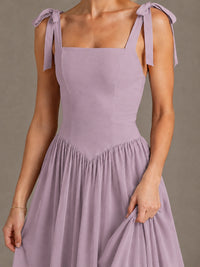 Square Neck A-Line Maxi Dress