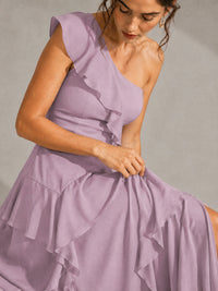 Sage Green One Shoulder Ruffle Bridesmaid Dress