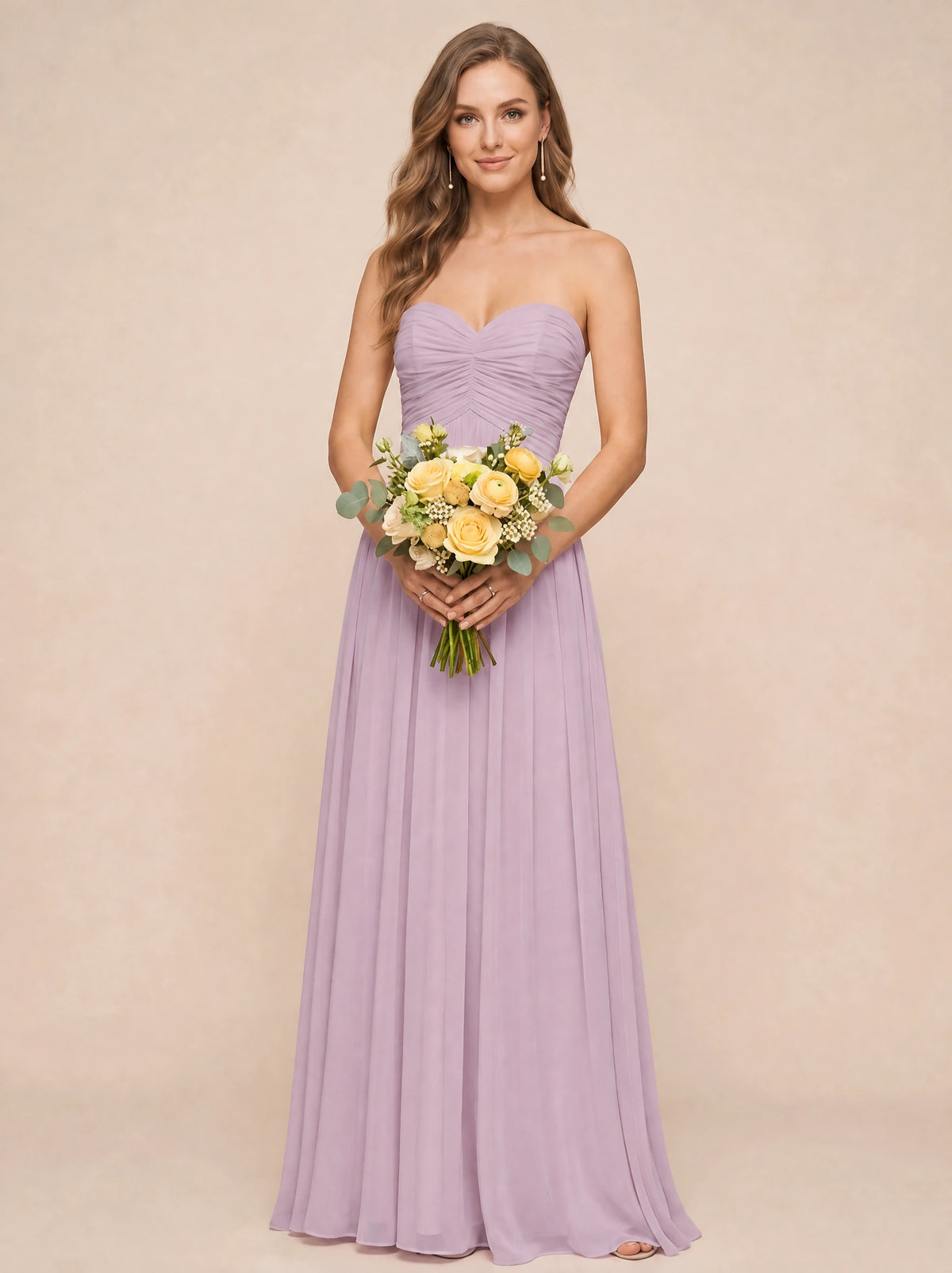 Strapless Pleated Chiffon A-Line Bridesmaid Dress