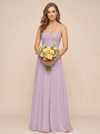 Strapless Pleated Chiffon A-Line Bridesmaid Dress