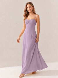 JOVELLEE Yellow Sweetheart Ruched Bust Chiffon Maxi Dress