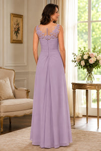 Elegant Chiffon Mother of the Bride Dress with Lace Applique and Cape Sleeves