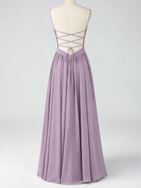 Spaghetti Strap Ruched Chiffon Maxi Dress with Backless