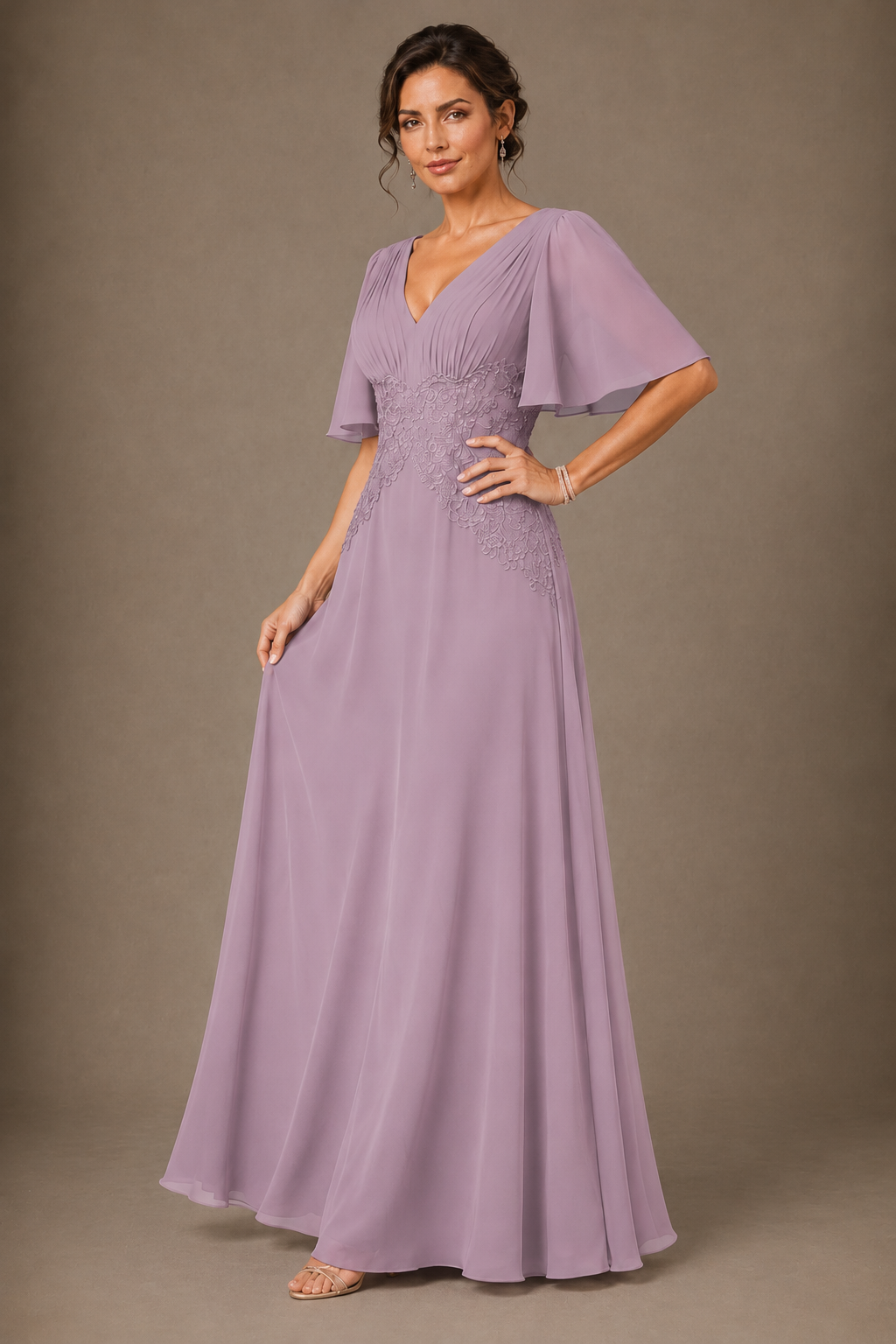 A-Line Chiffon Mother of the Bride Dress with Applique