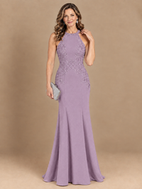 Halter Neckline Lace Appliques Mother of The Bride Dresses