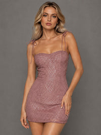 Navy Blue Sequin Spaghetti Strap Mini Dress