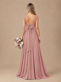Pleated Chiffon V Neck Wedding Bridesmaid Dresses Floor Length with Slit