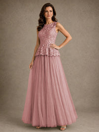 A-Line Chiffon Mother of the Bride Dress with Lace Appliques
