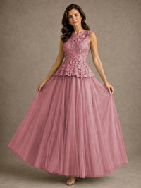A-Line Chiffon Mother of the Bride Dress with Lace Appliques