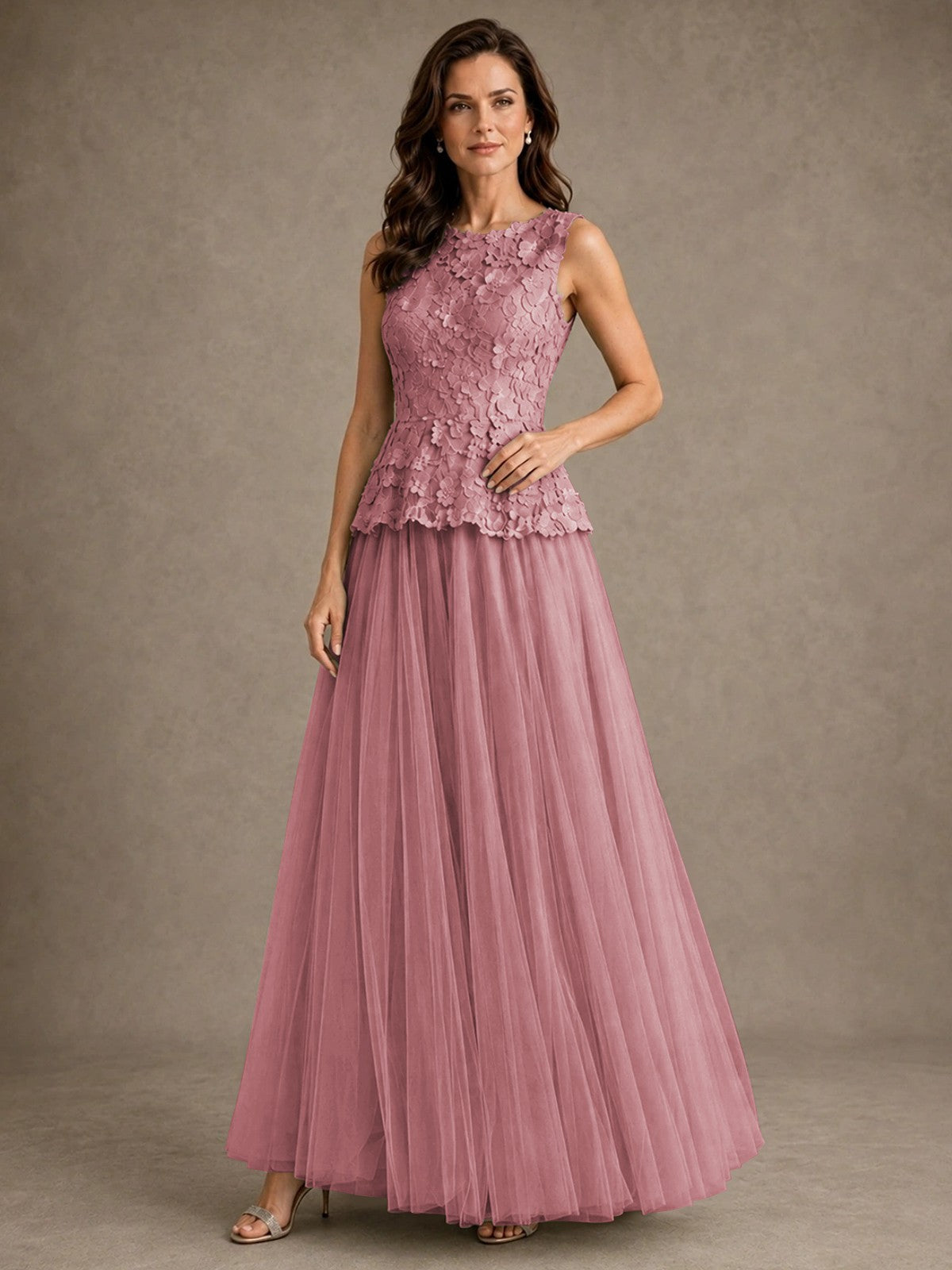 A-Line Chiffon Mother of the Bride Dress with Lace Appliques