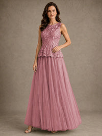 A-Line Chiffon Mother of the Bride Dress with Lace Appliques