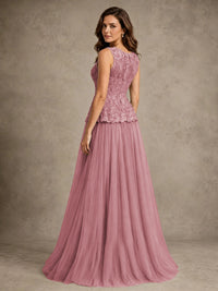 A-Line Chiffon Mother of the Bride Dress with Lace Appliques