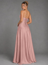 Sweetheart Neck Strapless Satin A-Line Prom Dress