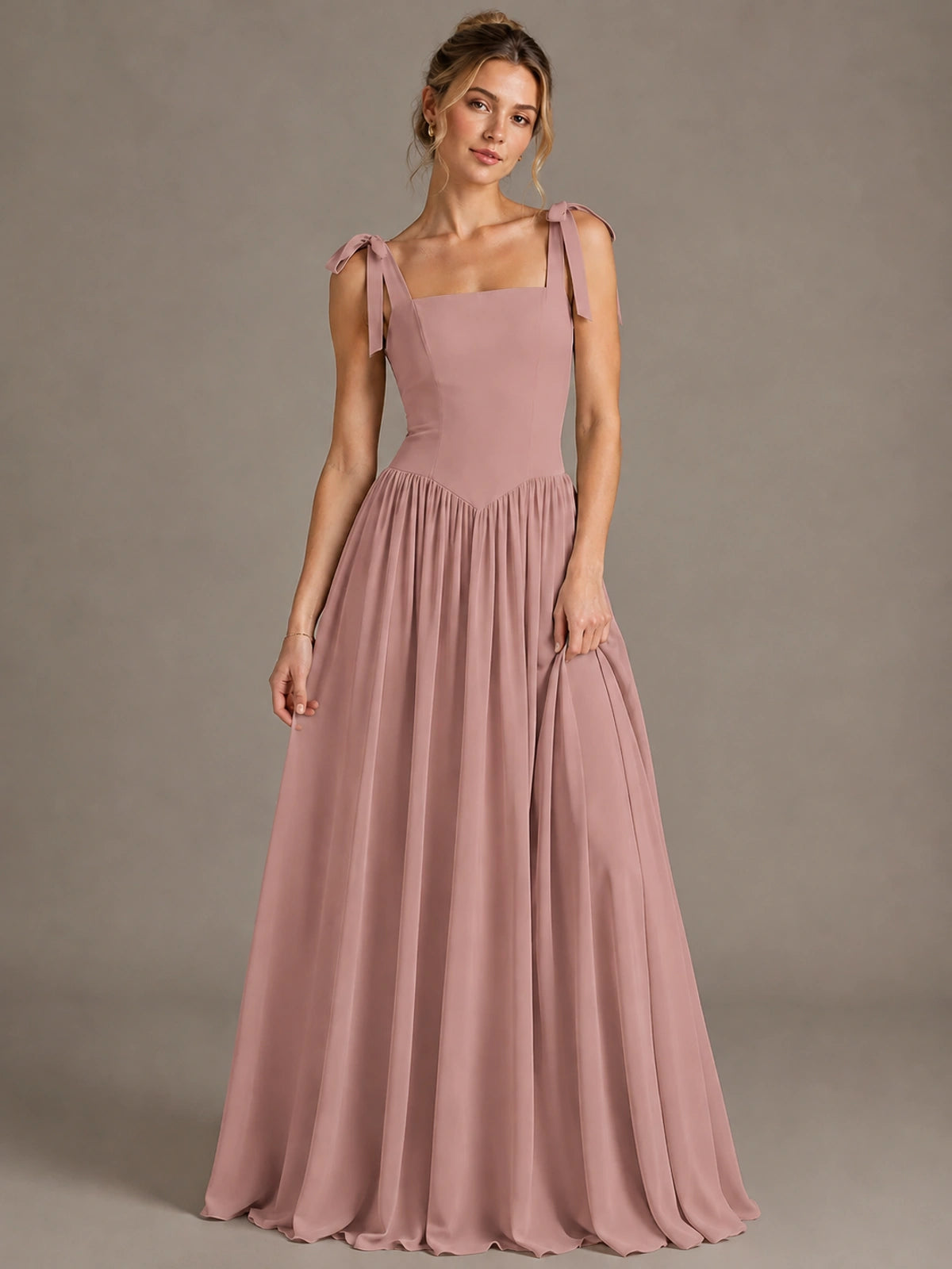 Square Neck A-Line Maxi Dress